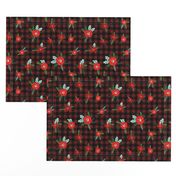 buffalo plaid floral fabric // christmas fabric, xmas fabric by the yard, holiday fabric by the yard, check