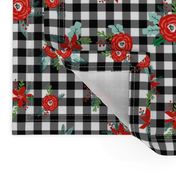 buffalo plaid floral fabric // christmas fabric, xmas fabric by the yard, holiday fabric by the yard, check