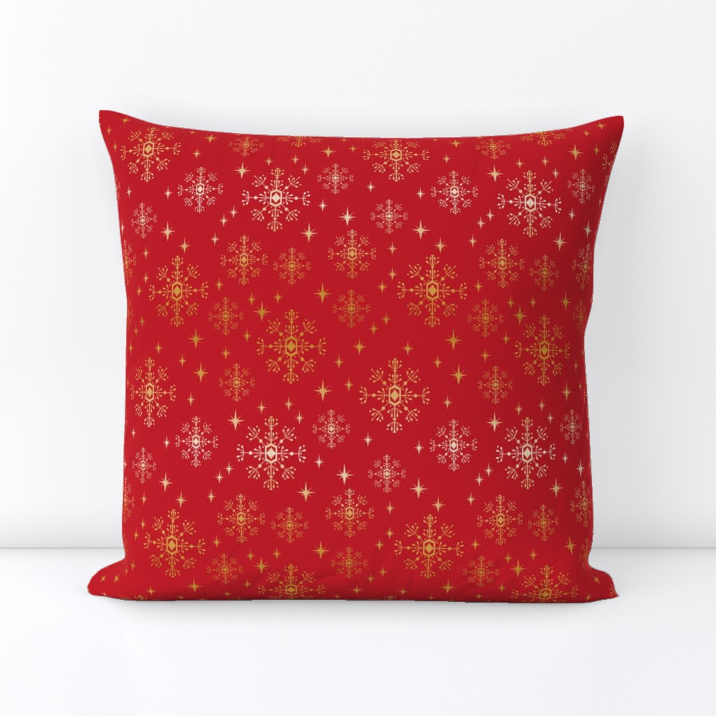 christmas fabric 2018, snowflake fabric, gold metallic fabric, christmas fabric for quilting, christmas fabric, holiday fabric, snowflake design - red and gold