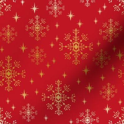 christmas fabric 2018, snowflake fabric, gold metallic fabric, christmas fabric for quilting, christmas fabric, holiday fabric, snowflake design - red and gold