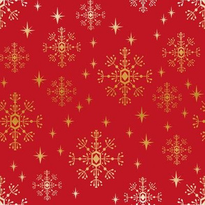 christmas fabric 2018, snowflake fabric, gold metallic fabric, christmas fabric for quilting, christmas fabric, holiday fabric, snowflake design - red and gold