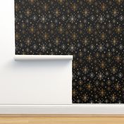 metallic look snowflake fabric, christmas fabric by the yard, christmas fabric 2018, christmas fabric for quilting, metallic christmas wrap, christmas gift wrap, wrapping paper, spoonflower christmas fabric - black and gold