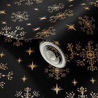 metallic look snowflake fabric, christmas fabric by the yard, christmas fabric 2018, christmas fabric for quilting, metallic christmas wrap, christmas gift wrap, wrapping paper, spoonflower christmas fabric - black and gold