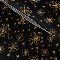 metallic look snowflake fabric, christmas fabric by the yard, christmas fabric 2018, christmas fabric for quilting, metallic christmas wrap, christmas gift wrap, wrapping paper, spoonflower christmas fabric - black and gold