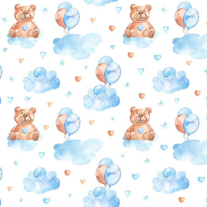 Watercolor baby boy pattern