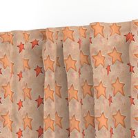 Fall Autumn Stars on Golden Harvest Watercolor on Creamy Tan