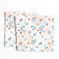 Watercolor baby boy pattern