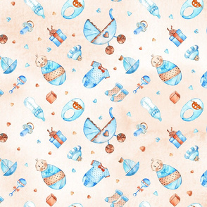 Watercolor baby boy pattern