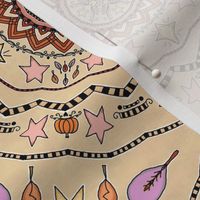 Fall Autumn Pumpkin & Stars Mandala on Cream