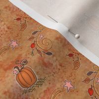 Fall Pumpkins and Stars on Light Brown Watercolor