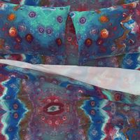 Painted Batik Aqua Purple Blue Orange Drops