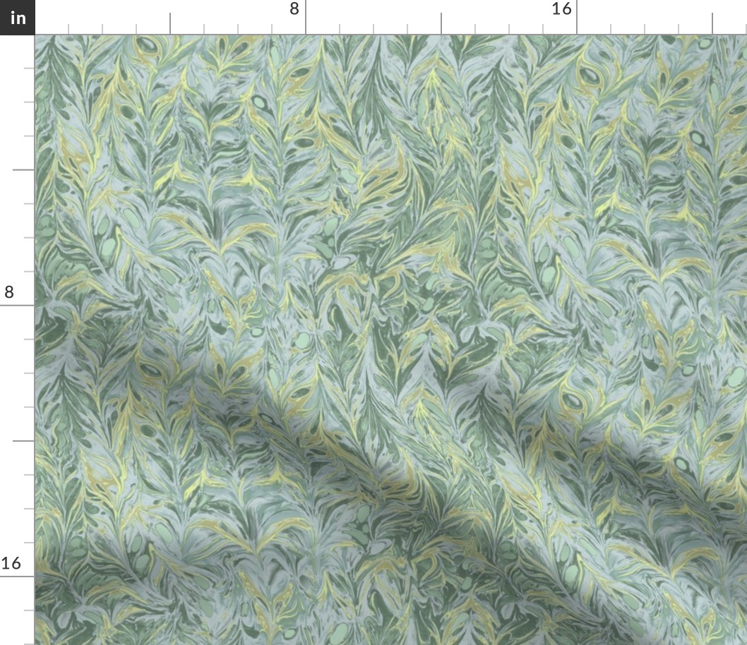 marbling- sky blue forest green