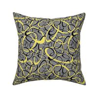 Funky loops pattern - yellow and black on gray
