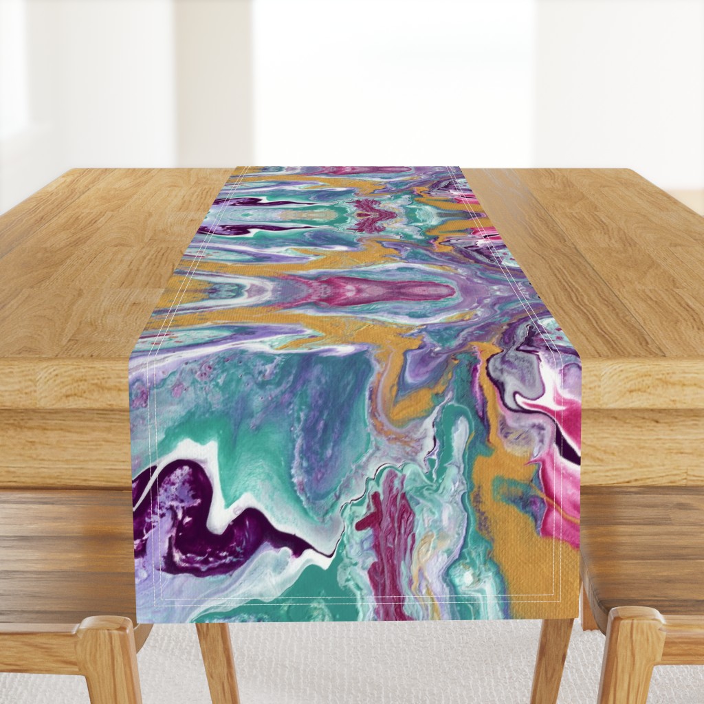 Painted Batik Purple Aqua Gold Pink - Smaller Vertical