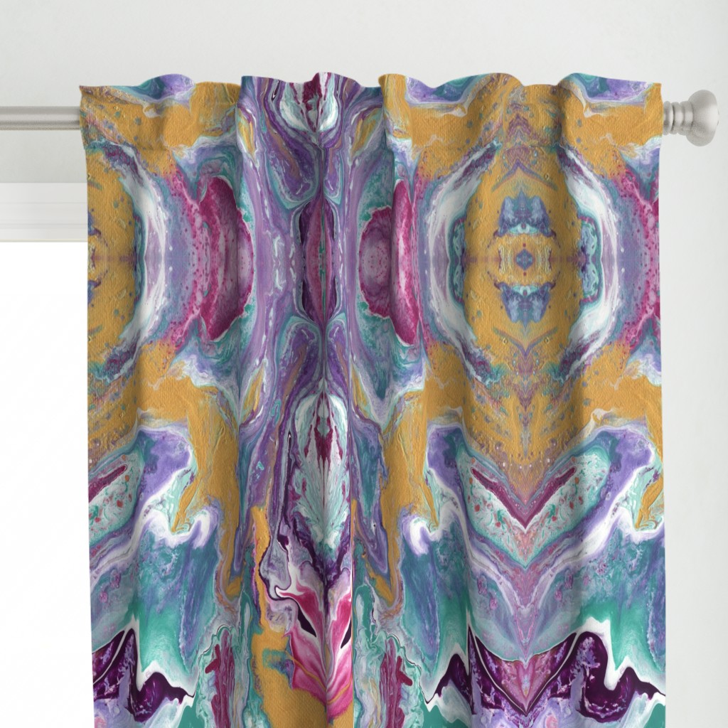 Painted Batik Purple Aqua Gold Pink - Smaller Vertical