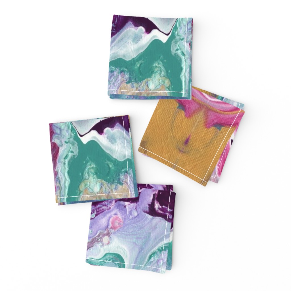 Painted Batik Purple Aqua Gold Pink - Smaller Vertical