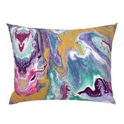 Painted Batik Purple Aqua Gold Pink - Smaller Vertical