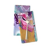 Painted Batik Purple Aqua Gold Pink - Smaller Vertical