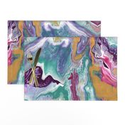 Painted Batik Purple Aqua Gold Pink - Smaller Vertical