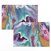 Painted Batik Purple Aqua Gold Pink - Smaller Vertical