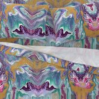 Painted Batik Purple Aqua Gold Pink - Smaller Vertical