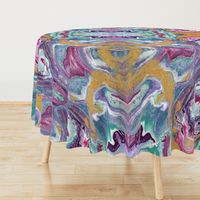 Painted Batik Purple Aqua Gold Pink - Smaller Vertical