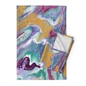 Painted Batik Purple Aqua Gold Pink - Smaller Vertical