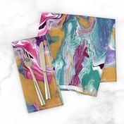 Painted Batik Purple Aqua Gold Pink - Smaller Vertical