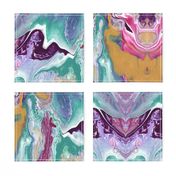 Painted Batik Purple Aqua Gold Pink - Smaller Vertical