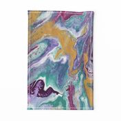 Painted Batik Purple Aqua Gold Pink - Smaller Vertical