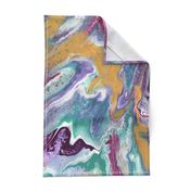 Painted Batik Purple Aqua Gold Pink - Smaller Vertical