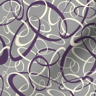 funky loops pattern - purple and white on gray