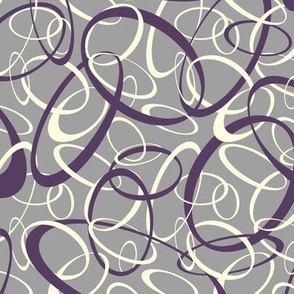 funky loops pattern - purple and white on gray