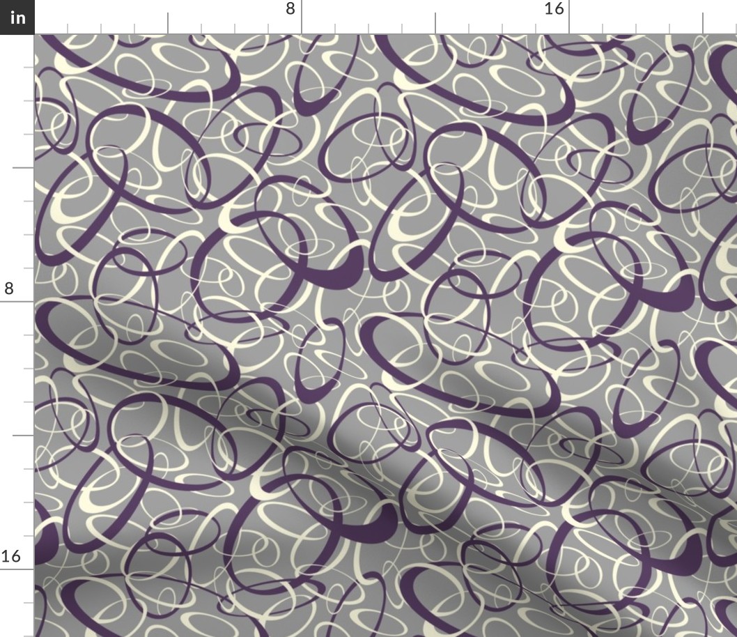 funky loops pattern - purple and white on gray