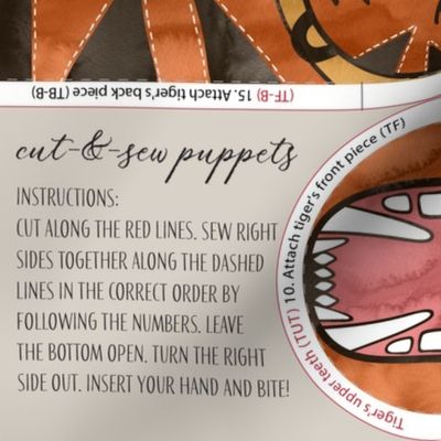 Biting Lion and Tiger / Cut-and-Sew Puppets