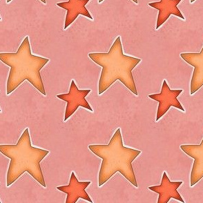 Fall Autumn Stars on Pink Watercolor Background