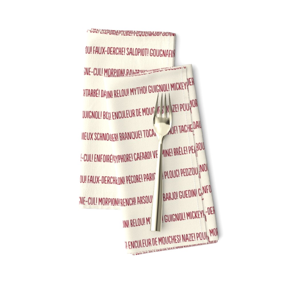 ★ PARDON MY FRENCH! ★ French Slang Stripes – Deep Red on Ecru / Collection : French Style :) Words & Breton Stripes Prints