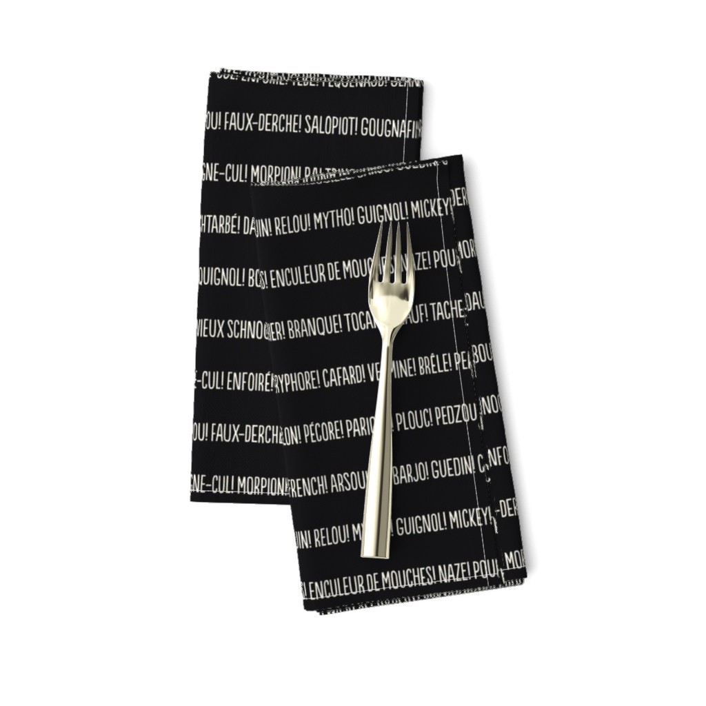 ★ PARDON MY FRENCH! ★ French Slang Stripes – Ecru on Black / Collection : French Style :) Words & Breton Stripes Prints