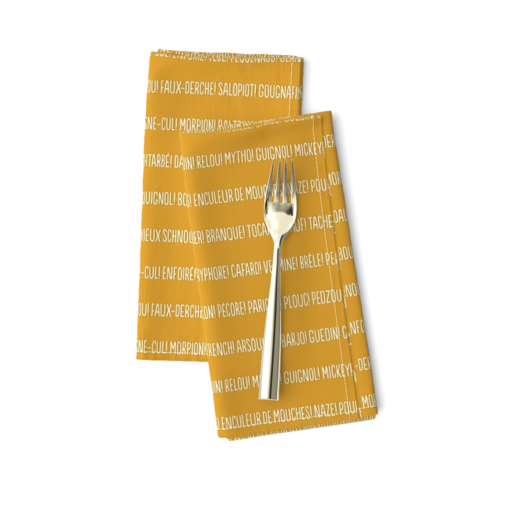 ★ PARDON MY FRENCH! ★ French Slang Stripes – Ecru on Yellow / Collection : French Style :) Words & Breton Stripes Prints