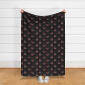 ★ SWALLOW TATTOO ★ Garnet Red on Black, Large Scale / Collection : Swallows & Polka Dots – Rockabilly Prints