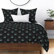 ★ SWALLOW TATTOO ★ Teal on Black, Large Scale / Collection : Swallows & Polka Dots – Rockabilly Prints