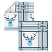 Sapphire Blue Deer in Plaid