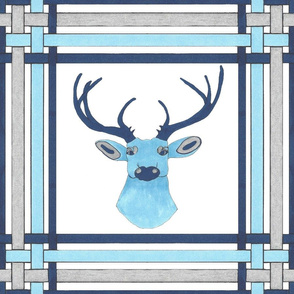Sapphire Blue Deer in Plaid