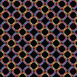 Circles Interlocking Rainbow on Black