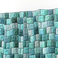 Mosaic Tile Wall Greens Blues