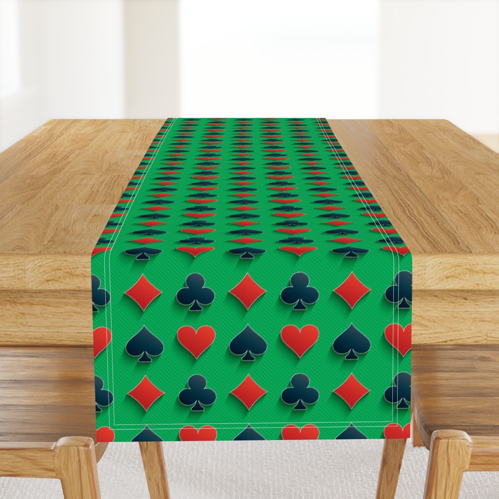 Playing Card Suits on Green Felt Casino