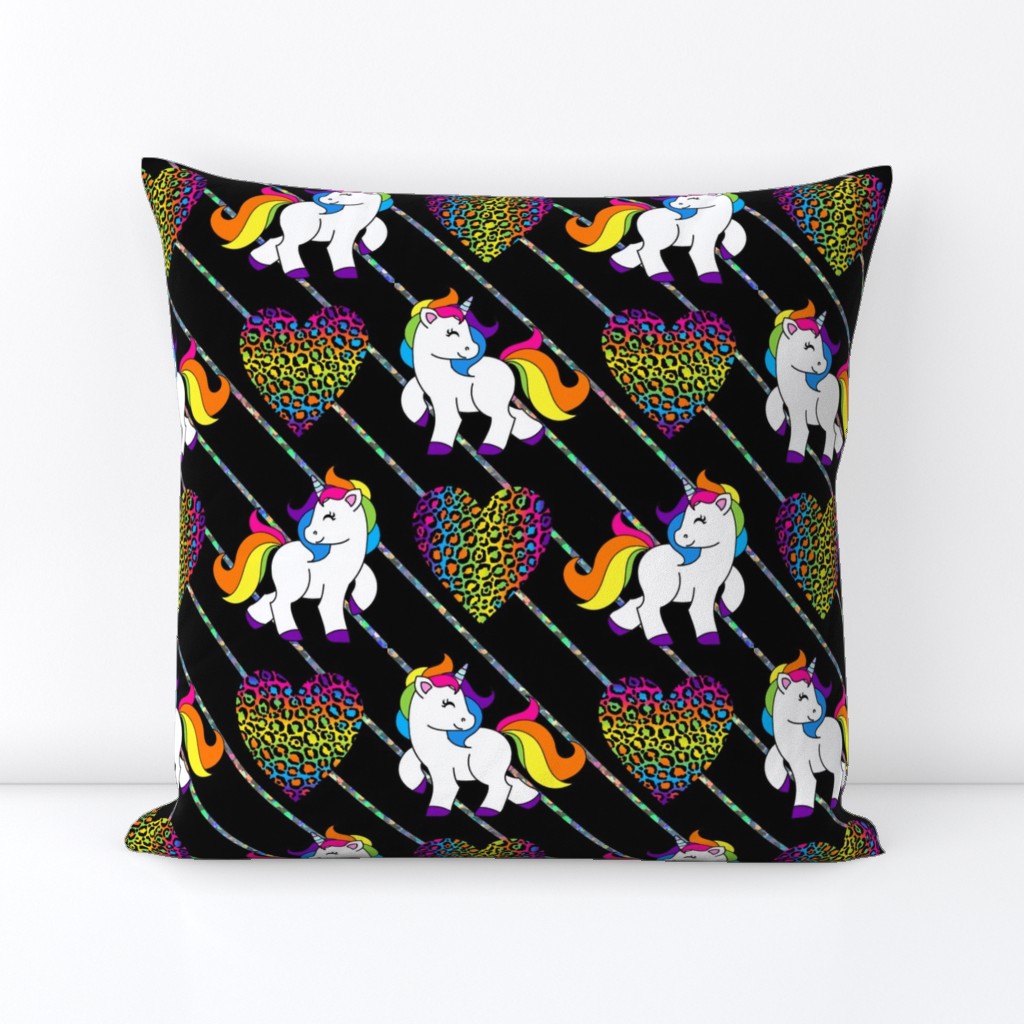 Glitter Stripe Rainbow Unicorns Large