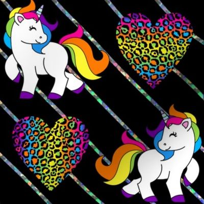 Glitter Stripe Rainbow Unicorns Large