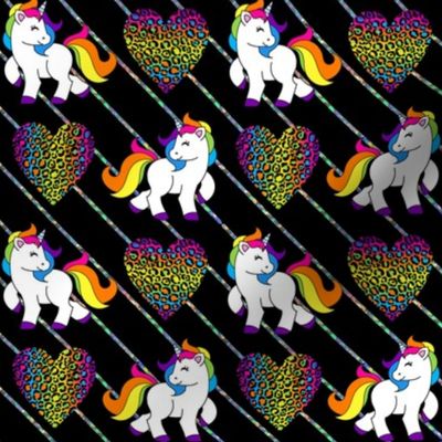 Glitter Stripe Rainbow Unicorns Small