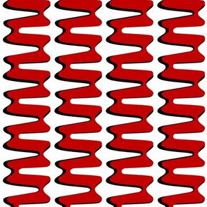 Groovy  3D double swirl - red on white